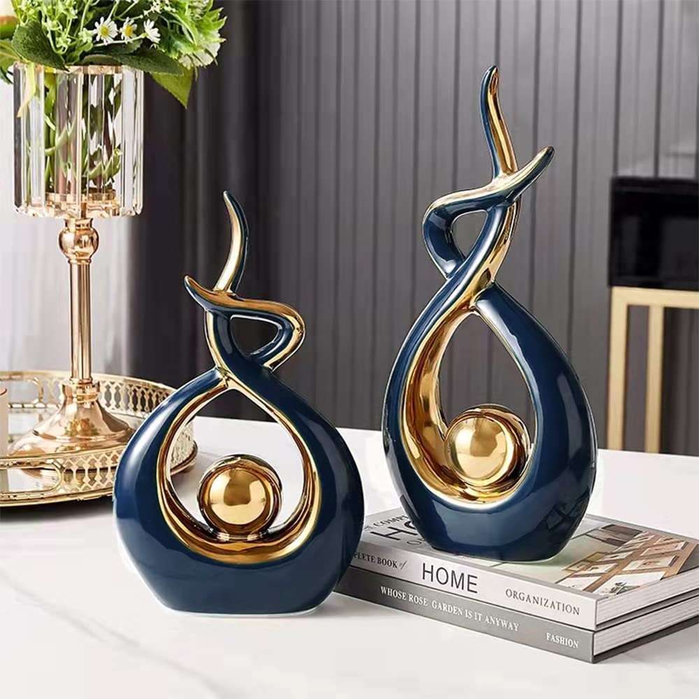 Moderne Abstracte Sculptuur Met Gouden Accenten Voor Interieurdecoratie - Image 2