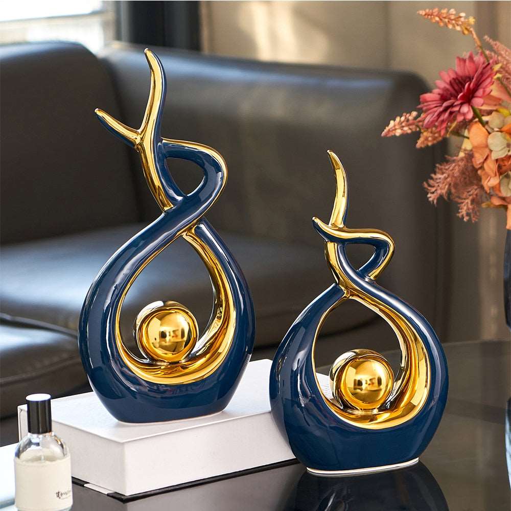 Moderne Abstracte Sculptuur Met Gouden Accenten Voor Interieurdecoratie - Image 3