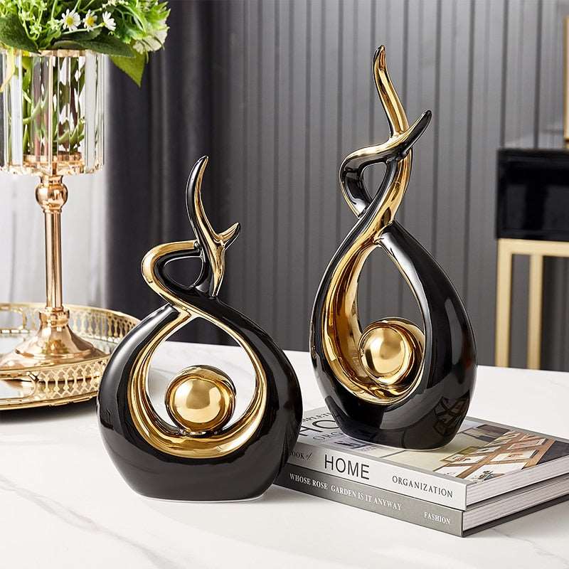 Moderne Abstracte Sculptuur Met Gouden Accenten Voor Interieurdecoratie - Image 4