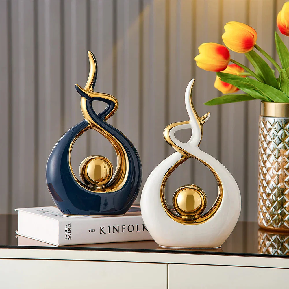 Moderne Abstracte Sculptuur Met Gouden Accenten Voor Interieurdecoratie - Image 5