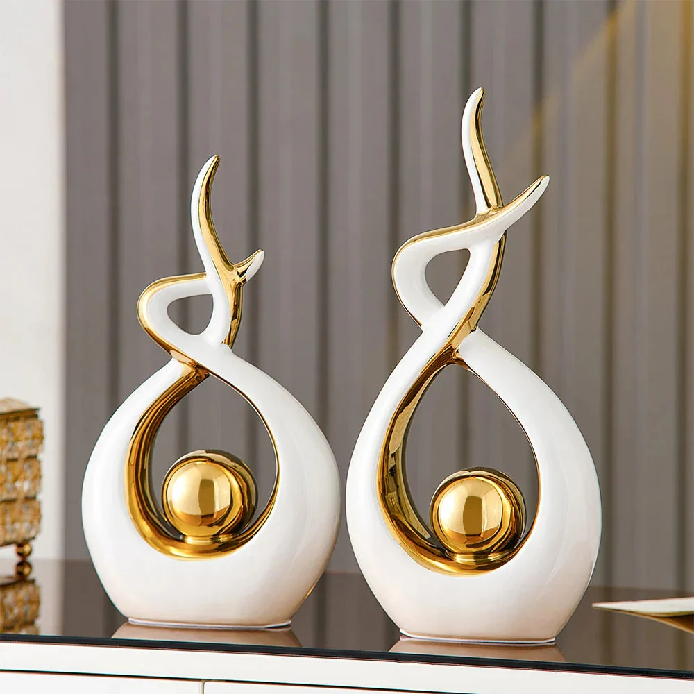 Moderne Abstracte Sculptuur Met Gouden Accenten Voor Interieurdecoratie - Image 6