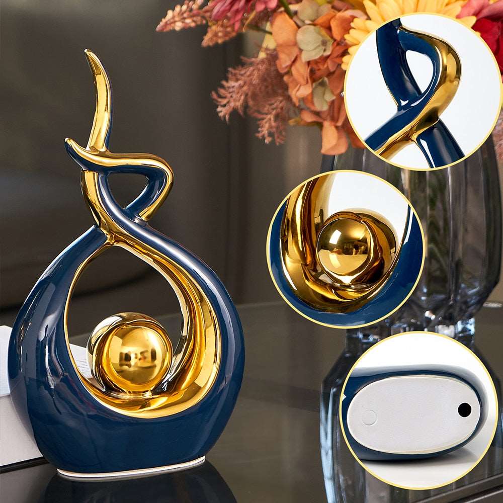 Moderne Abstracte Sculptuur Met Gouden Accenten Voor Interieurdecoratie - Image 8