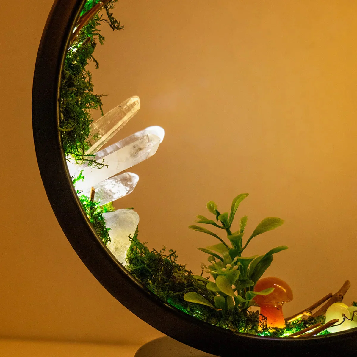 Nachtlampje Cirkelvormig met Kristallen en Groene Planten - Image 8