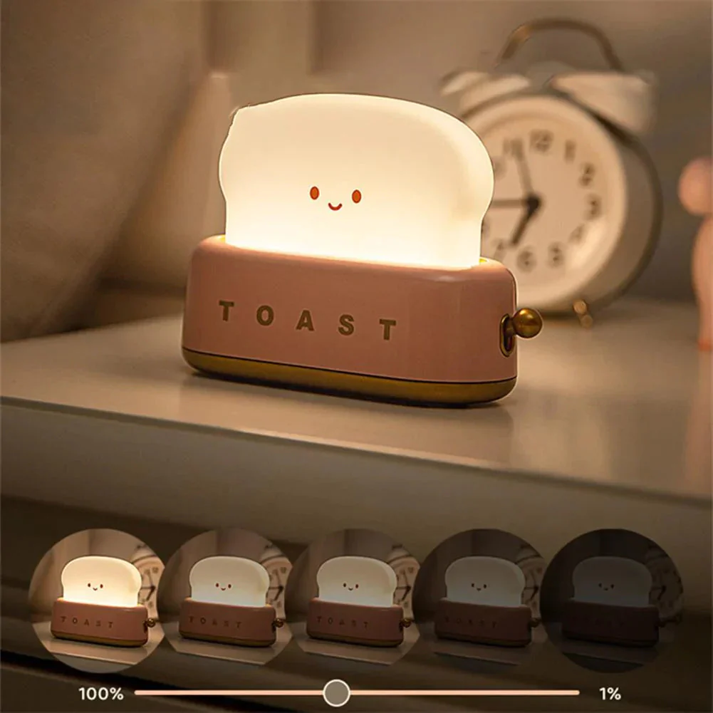 Nachtlampje Slaapkamer Schattig Broodrooster Ontwerp Met Instelbare Helderheid - Image 3