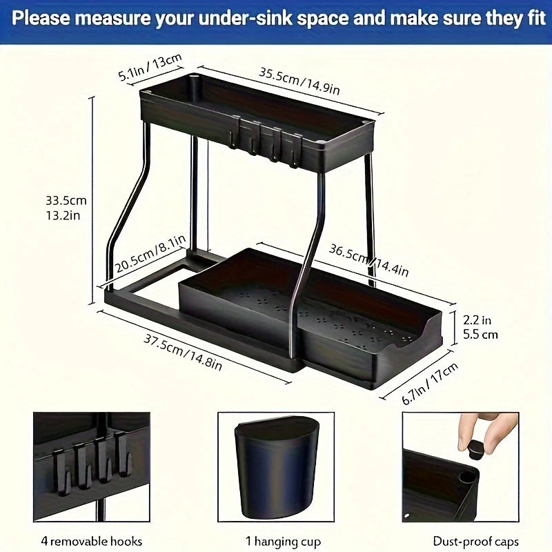 Onder Gootsteen Organizer met Schuiflade voor Keuken en Badkamer - Image 4