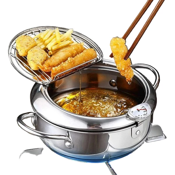 Professionele Friteuse met Deksel en Zeef voor Krokant Koken