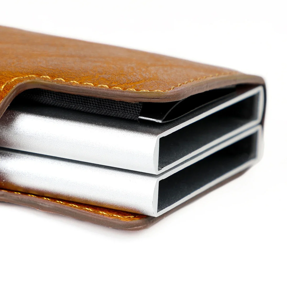RFID Lederen Portemonnee met Pop-up Aluminium Houders - Bescherm Uw Kaarten en Identiteit - Image 4