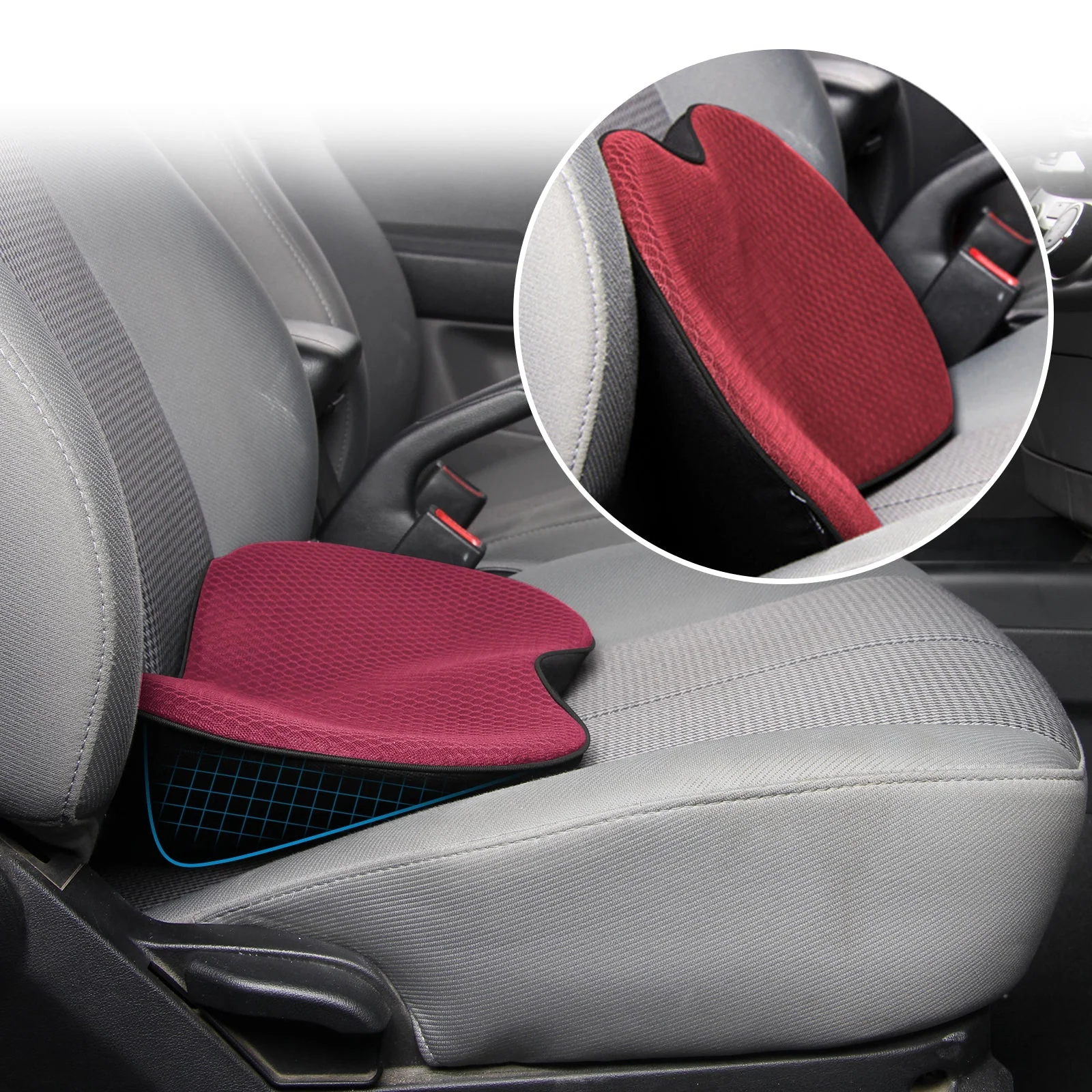 Volwassenen Auto Zitkussen met Lendensteun Ergonomisch Ontwerp - Image 4