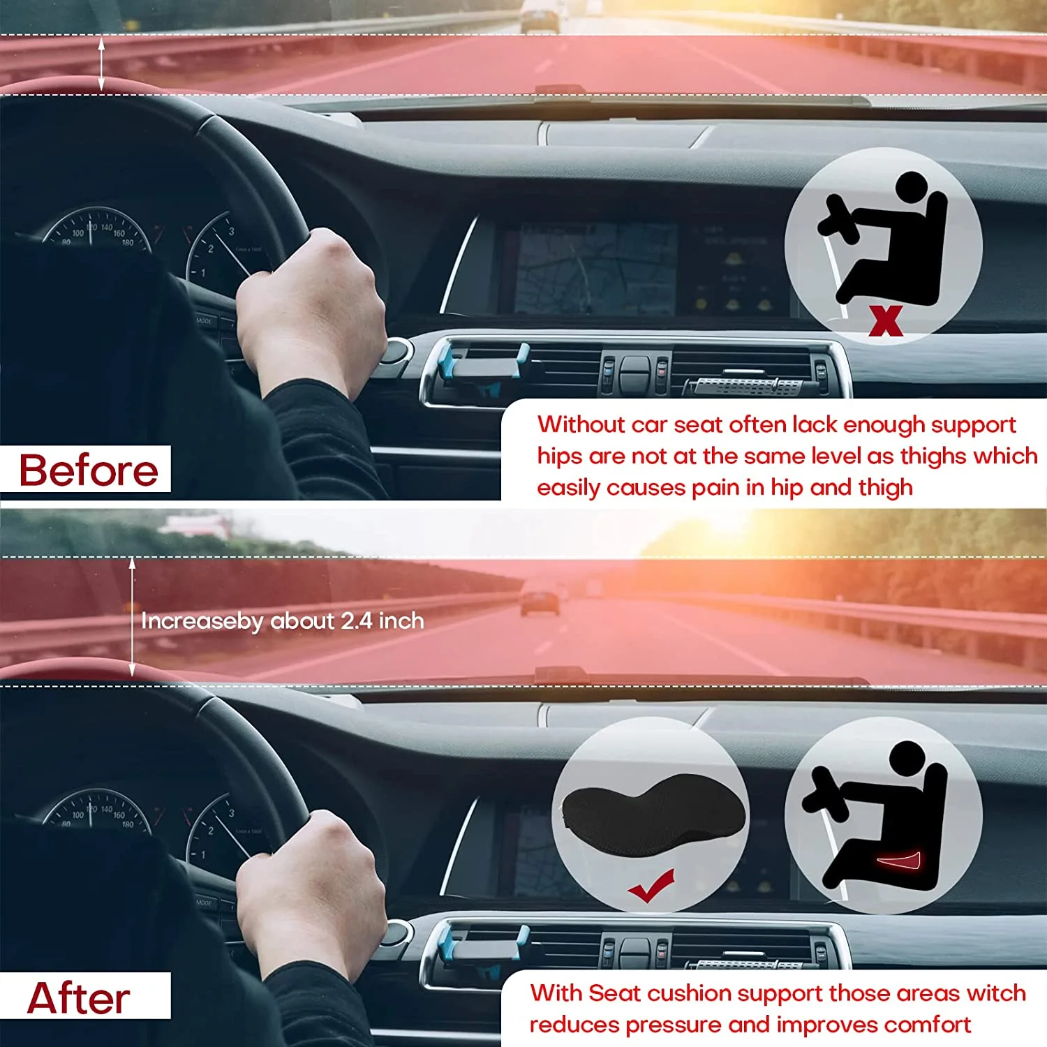 Volwassenen Auto Zitkussen met Lendensteun Ergonomisch Ontwerp - Image 8