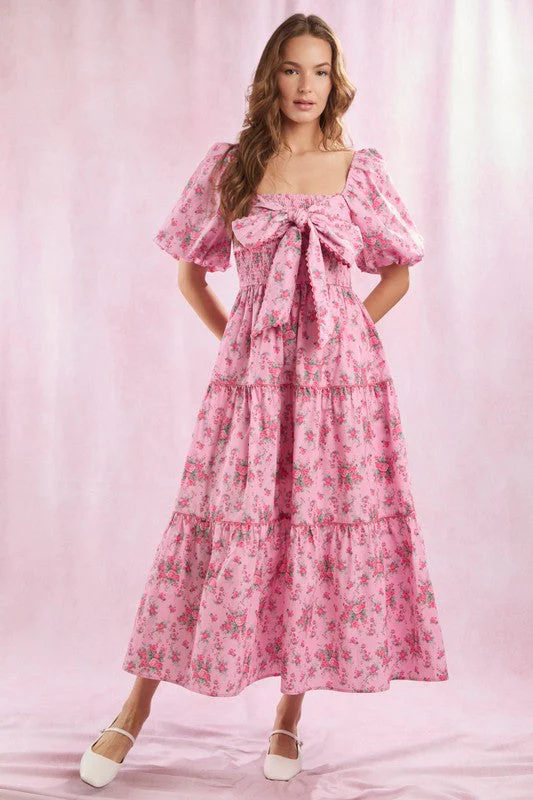 Vrouwen Maxi Jurk Met Bloemenprint En Strikdetail - Image 2