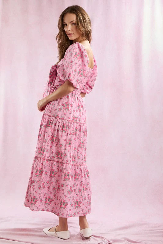 Vrouwen Maxi Jurk Met Bloemenprint En Strikdetail - Image 5