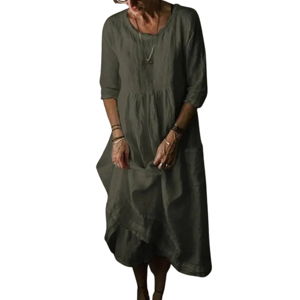 Vrouwen Midi Jurk met Elbowlange Mouwen