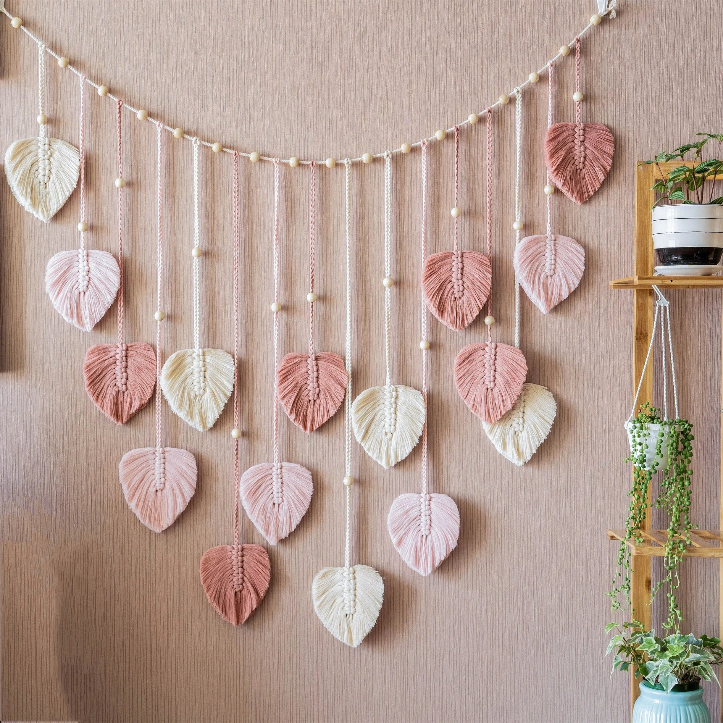Wanddecoratie Macrame Groene Bladeren voor Woonkamer en Slaapkamer - Image 4