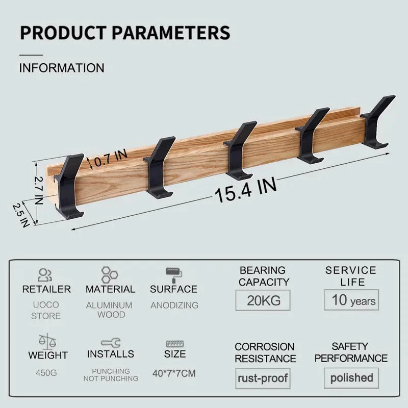 Wandkapstok met Beweegbare Haken Scandinavisch Design voor Jassen en Accessoires - Image 7
