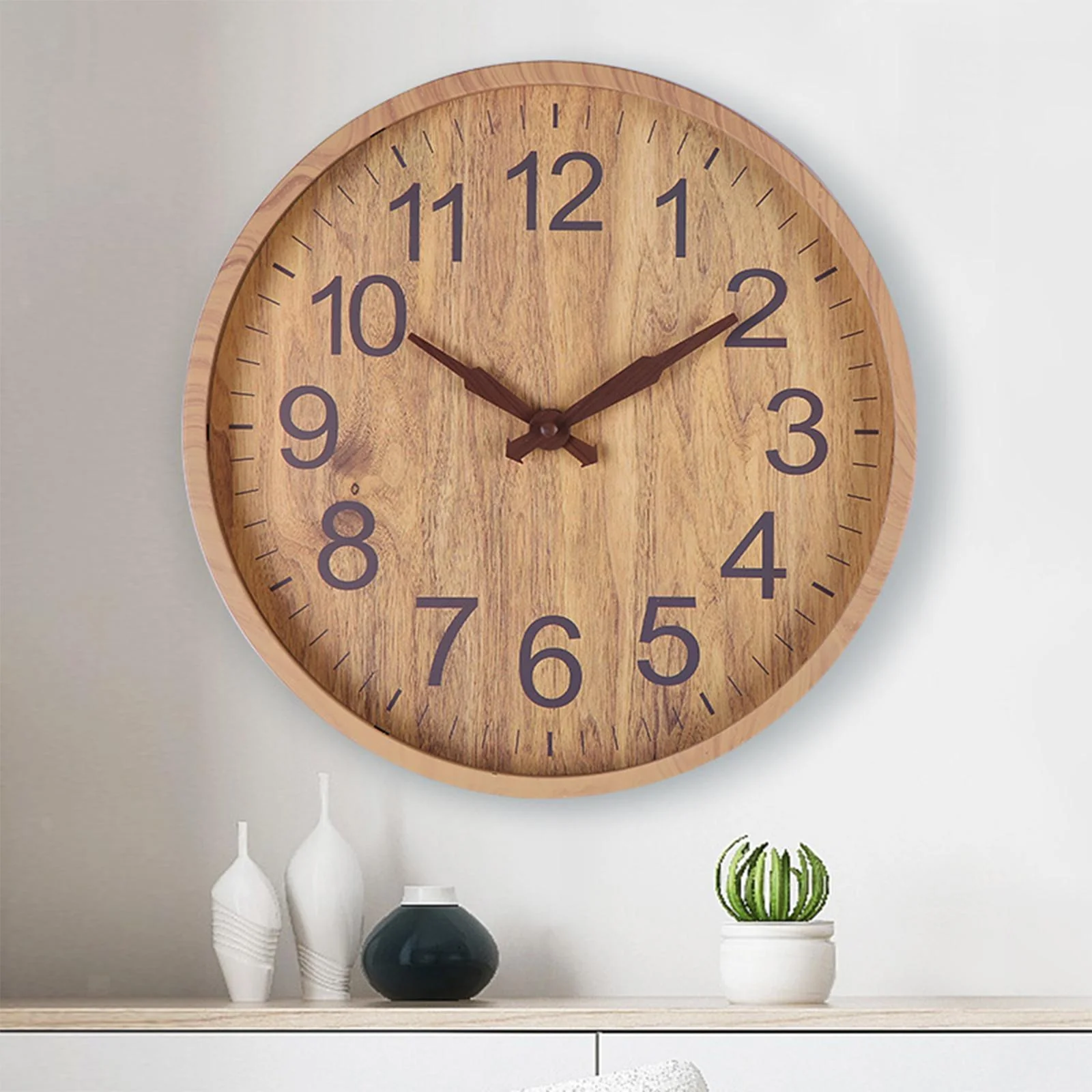 Wandklok Natuurlijke Afwerking Tijdloos Design voor Woonkamer en Slaapkamer - Image 5